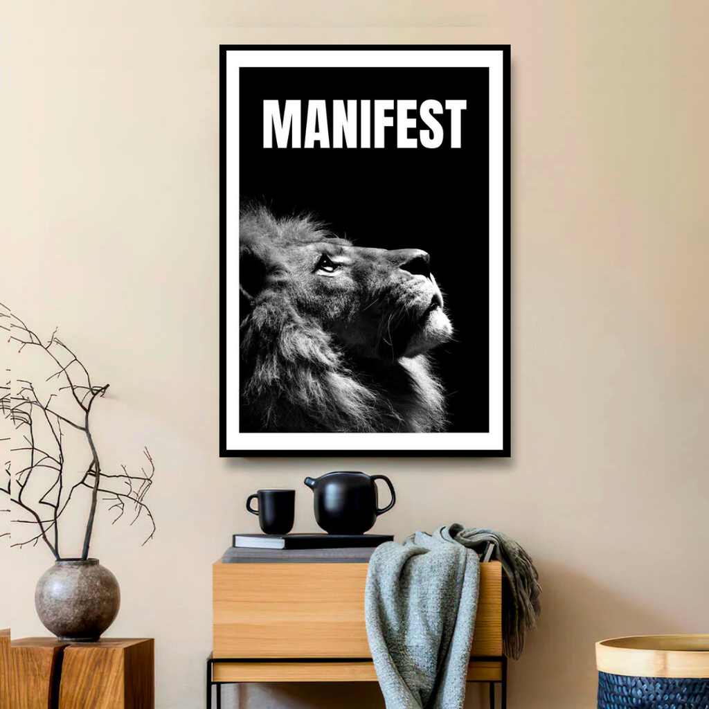 Manifest – Regal Lion Motivation Wall Art | Framed | Ready to Hang | Home Décor House™