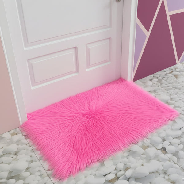 Pink Faux Fur Sofa Mat , Door mat, Luxury Fluffy Mat – 60×90 cm ( 2 Feet x 3 Feet )