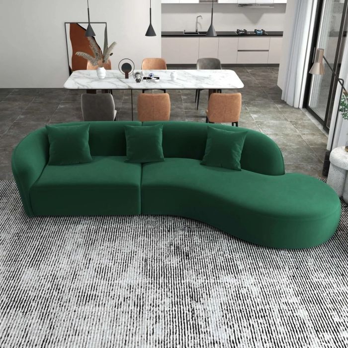 6 Seater Sofa | Green | Curved Shape