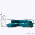 L-Shaped Sofa | Deep Green Colour | 5 Cushion