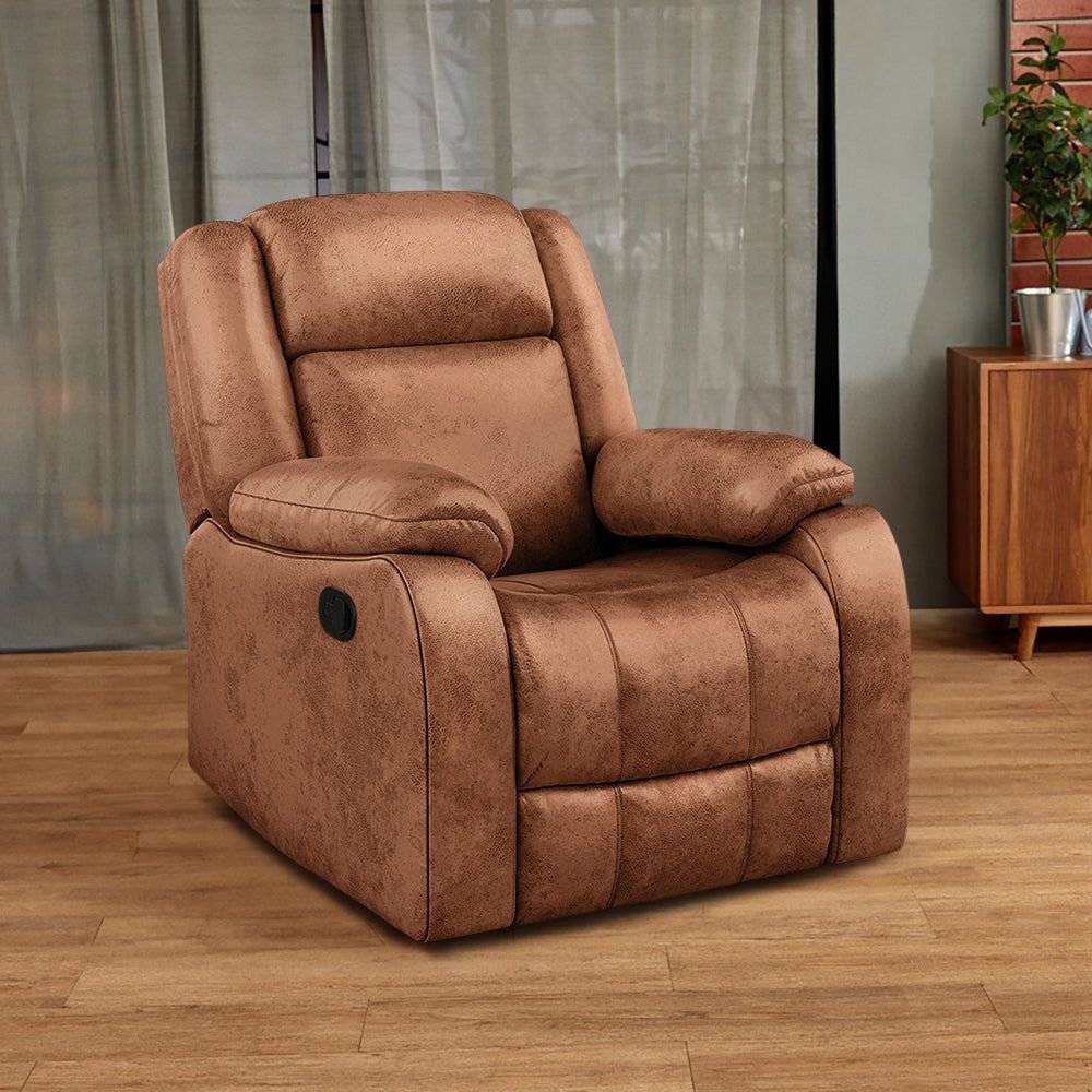 360 Degree Recliner | Light Brown | Single Cushioned | Velvet Finished