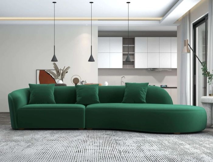 6 Seater Sofa | Green | Curved Shape